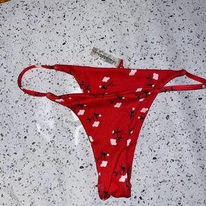 Shein Red white and black bikini bottom floral 4